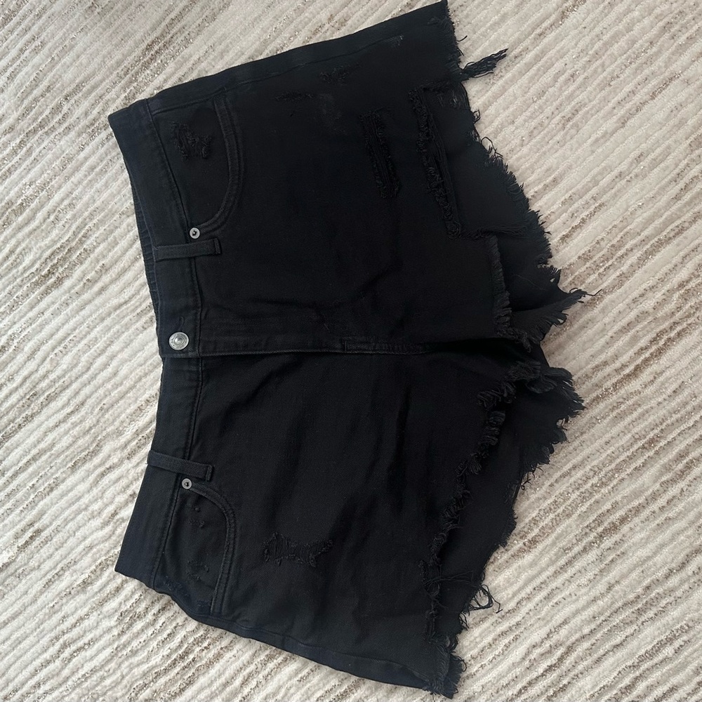 Aerie Black Denim Shorts